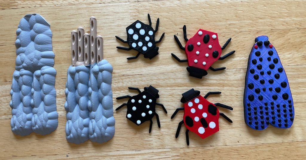 3D printed egg masses, larvae and adult spotted lanternflies