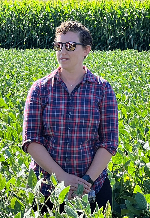 Dr. Emily Bick in soybean field